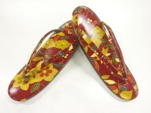 未使用品　椿模様草履